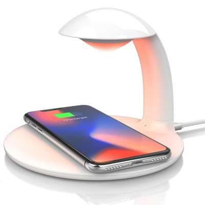 hot sale small qi type c white table usb c night light desk lamp wireless charger